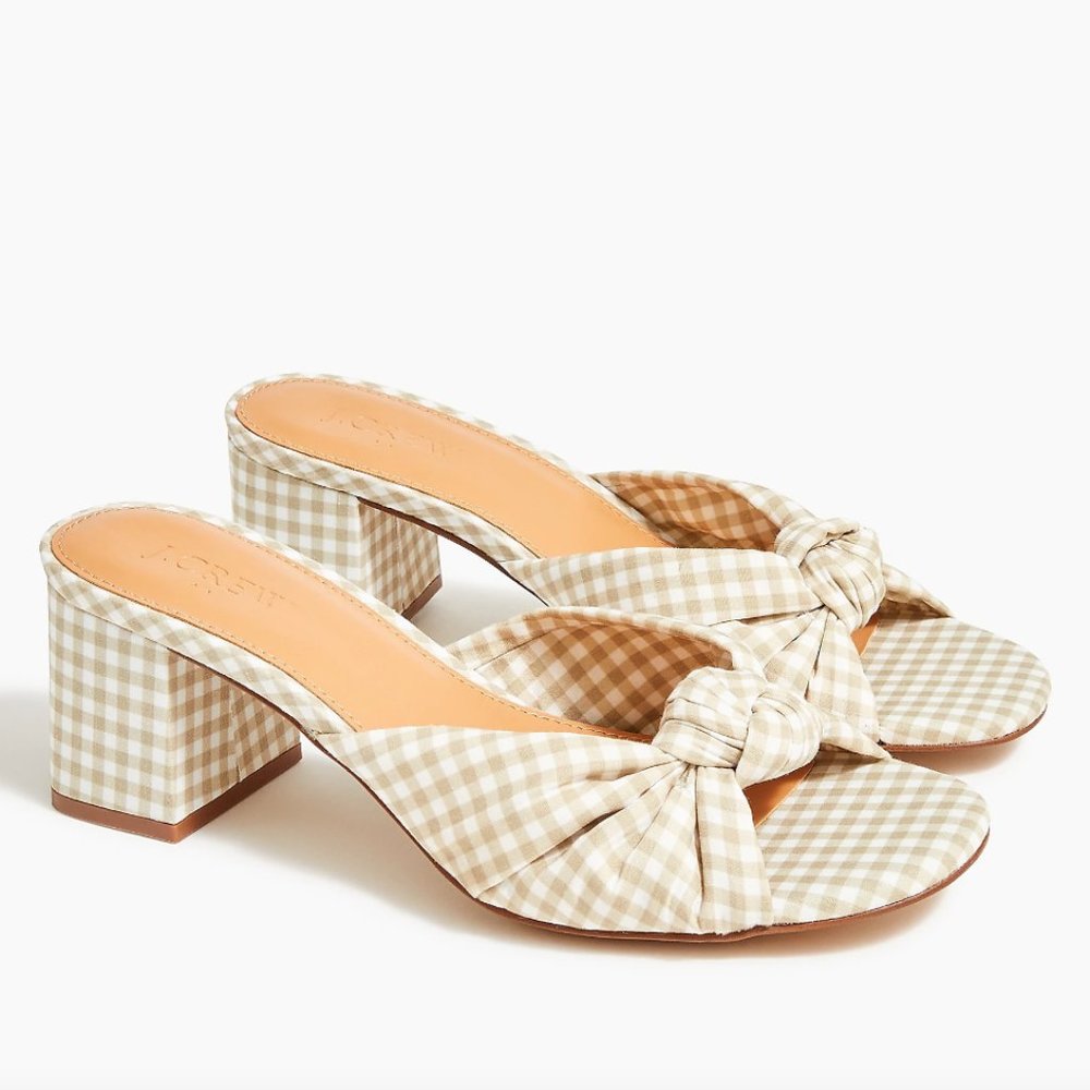 Adorable Printed knot block-heel sandals